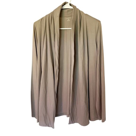 LANDS’ END open front waterfall tan heat knit lightweight cardigan NWOT Sz M - Picture 1 of 5
